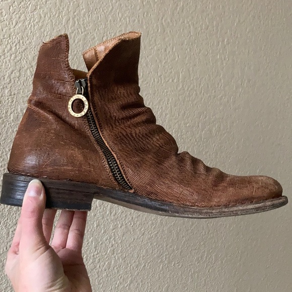 Elf Eternity Distressed Brown Leather Ankle Bootie